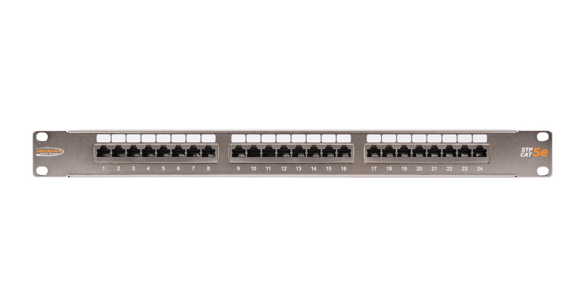 NMC-RP24SD2-1U-MT Коммутационная панель 19", 1U, 24 порта, Кат.5e (Класс D), 100МГц, RJ45/8P8C, 110/