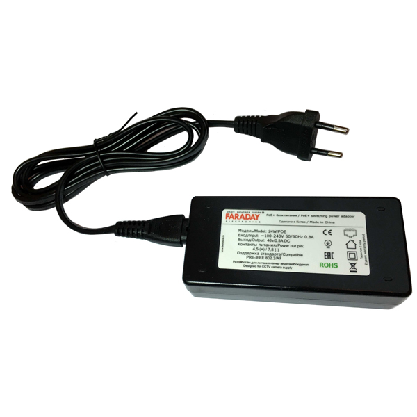 БП FARADAY 24W/POE инжектор (стандарт IEEE 802.3af) 45.6В-50.5В 0.5А 24Вт БП FARADAY 24W/POE инжектор (стандарт IEEE 802.3af) 45.6В-50.5В 0.5А 24Вт