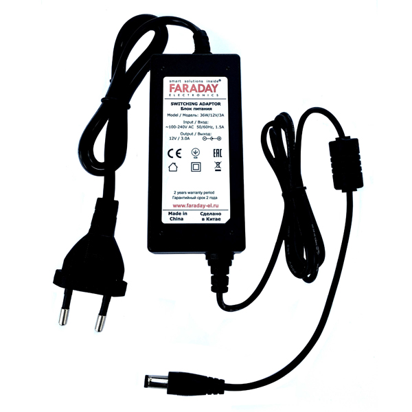 БП FARADAY 36W/12V/3A 12В / 3А импульсный БП FARADAY 36W/12V/3A 12В / 3А импульсный
