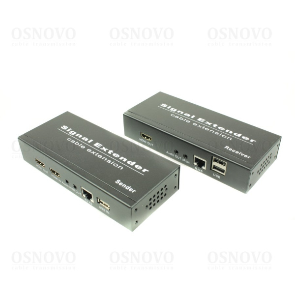 TLN-HiKM2+RLN-HiKM2 OSNOVO Комплект для передачи HDMI, 2xUSB(клавиатура+мышь) и ИК управления по сети Ethernet