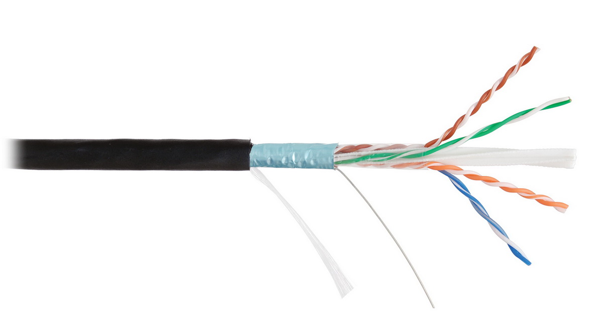 FTP 6 4х2х0,55 (бухта 305м.) кабель внешний 23AWG чёрный Nikolan NKL 4740B-BK