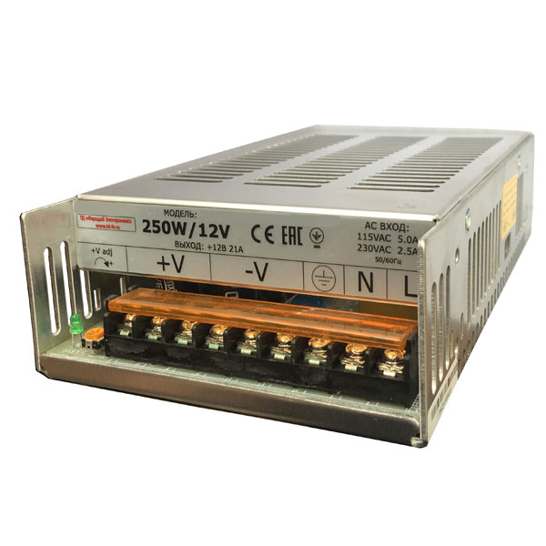 БП FARADAY 250W/12V 12В / 20А импульсный (без вентиллятора) БП FARADAY 250W/12V 12В / 20А импульсный (без вентиллятора)
