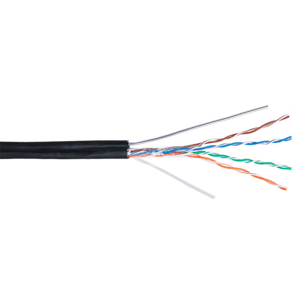 UTP 5e 4х2х0,47 (бухта 305м)  кабель наружный с тросом NETLAN EC-UU004-5E-PE-SW-BK