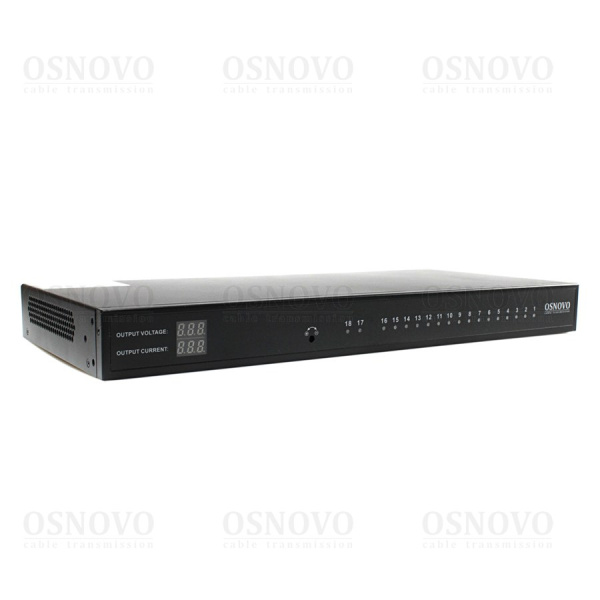 PS18-12240/R OSNOVO Блок питания на 18 каналов, для монтажа в 19'' стойку 1U, DC 12V, 1,11А на канал(ток нагрузки до 2А, при одновременном использован
