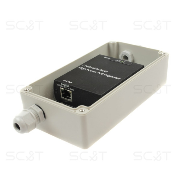 IP04R-SO SC&T Уличный удлинитель PoE af/at/bt по витой паре до 280м (до 48.86Вт)