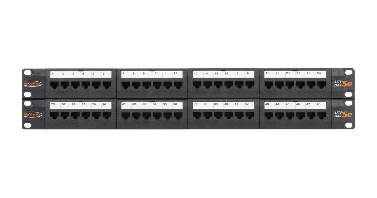 NMC-RP48UD2-2U-BK Коммутационная панель 19", 2U, 48 портов, Кат.5e (Класс D), 100МГц, RJ45/8P8C, 110