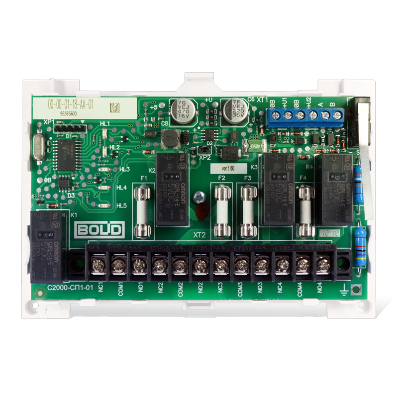 С2000 СП1 исп.01 Релейный блок - 4 исполнительных реле с переключаемыми контактами (40 шт/уп.)