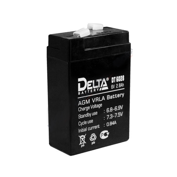 Аккумулятор  6В, 2,8 А/ч, DELTA (DT6028)     (20 шт./уп.)