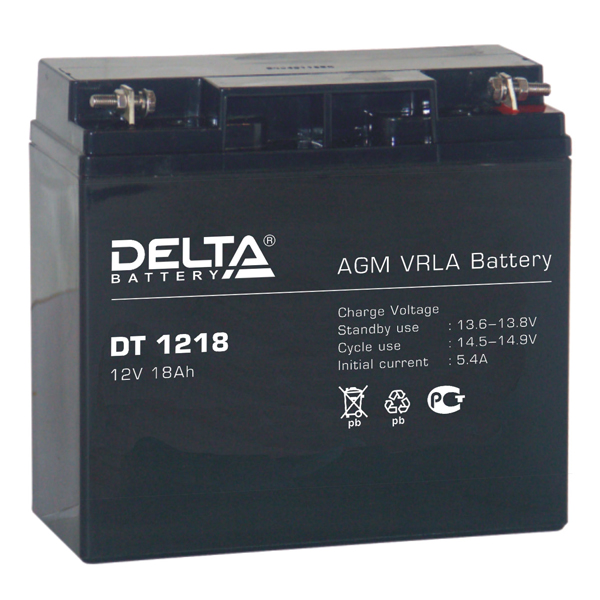 Аккумулятор 18 А/ч, 12В DELTA (DT1218)  (2/3/4 шт./уп.)