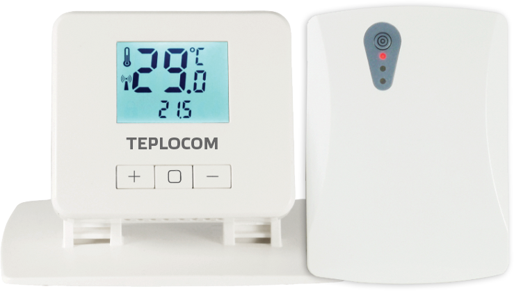 Термостат комнатный TEPLOCOM TS-2AA/3A-RF, беспроводной, реле 250В, 3А