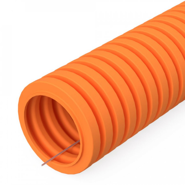 Труба гофрированная ПВХ легкая 350 Н оранжевая с/з д16 (100 м/5500 м уп/пал) Промрукав PR01.0130